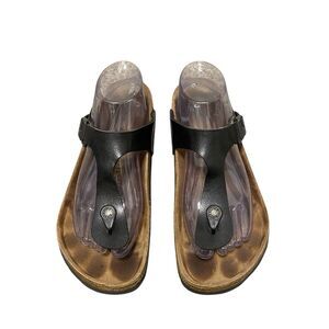 Birkenstock Gizeh Sandals L8 M6 EU 39 Heather Gray Metallic Faux Leather Thong